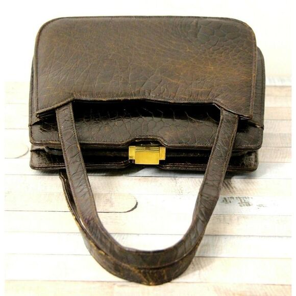 Nordstrom Best BROWN GENUINE LEATHER FRAME POCKETBOOK BAG HANDBAG SMALL PURSE - Picture 6 of 12